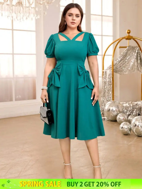 v neck cut out a line dresses for women