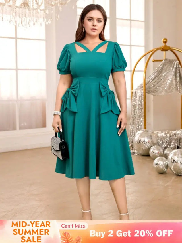 v neck cut out a line dresses for women