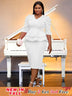 AOMEIDRESS V Neck Dress Puff Half Sleeve Empire Peplum Ruffles Midi White / S