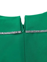 AOMEIDRESS V Neck Peplum Green Top with Rhinestone Trim Causal Church