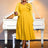 yellow v neck pleated dresses for women