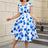 AOMEIDRESS V Neck Polka Dot A Line Retro Floral Work Dress
