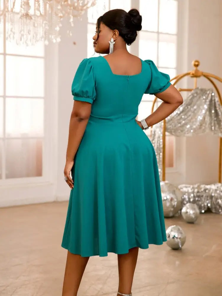 bows high waist a line dress