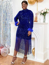 Velvet Fabric for Christmas Party Dress, Fashionable and Classy sequin long sleeve dress sequin prom dress