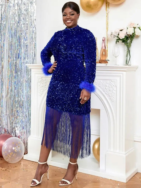 Velvet Fabric for Christmas Party Dress, Fashionable and Classy sequin long sleeve dress sequin prom dress
