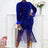 Navy Blue long sleeve formal dresses sequin midi dress