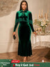 AOMEIDRESS Velvet Two Piece Set Tassel Cape with Bodycon Mermaid Dress DarkGreen / S