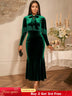 AOMEIDRESS Velvet Two Piece Set Tassel Cape with Bodycon Mermaid Dress DarkGreen / S