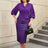AOMEIDRESS Vintage Digital Print Collar Midi Dress Set Office Style
