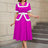 AOMEIDRESS Vintage Pink Dress Colorblock A Line Spring Style Rose / S