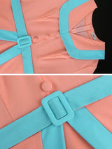 AOMEIDRESS Vintage Pink Dress Colorblock A Line Spring Style