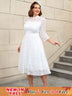 AOMEIDRESS Vintage Style White Lace Dress with Long Sleeves for Women White / S