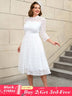 AOMEIDRESS Vintage Style White Lace Dress with Long Sleeves for Women White / S