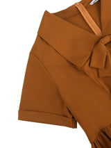 AOMEIDRESS Classic Turn Down Collar Belted A Line Midi Dress Vintage Inspired

