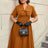 AOMEIDRESS Vintage Turn Down Collar Bow Tie A Line Midi Dress
