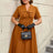 AOMEIDRESS Vintage Turn Down Collar Bow Tie A Line Midi Dress
