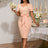 AOMEIDRESS Wedding Guest Dress Package Hip Bow 3D Rose Sequin Gowns Pink / S