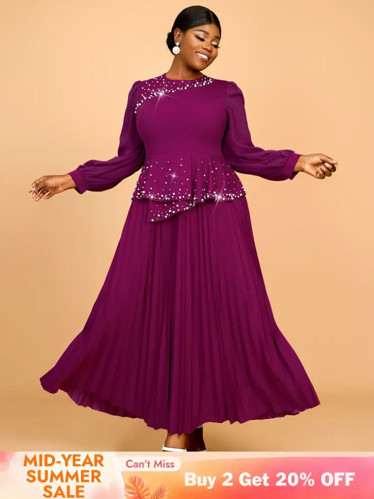 AOMEIDRESS Wedding Guest Dresses for Big Tummy Chiffon Pleated S / Purple
