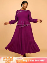 AOMEIDRESS Wedding Guest Dresses for Big Tummy Chiffon Pleated S / Purple