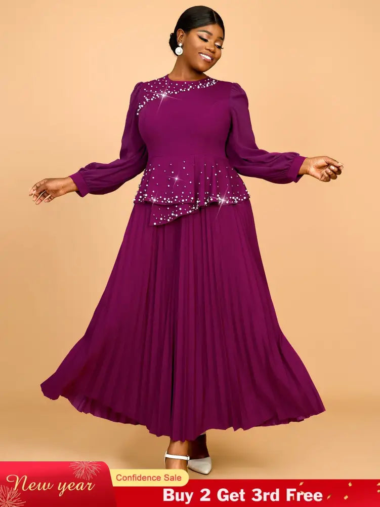 AOMEIDRESS Wedding Guest Dresses for Big Tummy Chiffon Pleated S / Purple