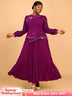 AOMEIDRESS Wedding Guest Dresses for Big Tummy Chiffon Pleated S / Purple