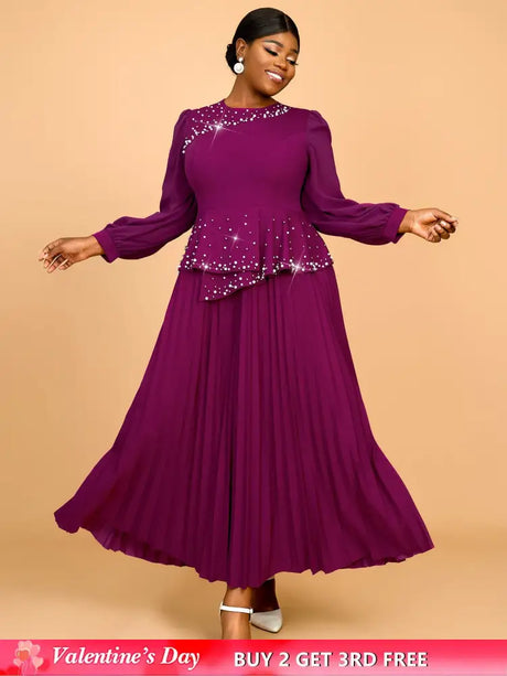 AOMEIDRESS Wedding Guest Dresses for Big Tummy Chiffon Pleated S / Purple