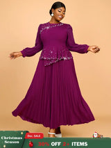 AOMEIDRESS Wedding Guest Dresses for Big Tummy Chiffon Pleated S / Purple