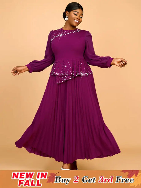 AOMEIDRESS Wedding Guest Dresses for Big Tummy Chiffon Pleated S / Purple