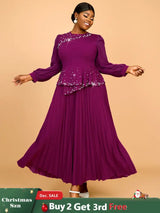 AOMEIDRESS Wedding Guest Dresses for Big Tummy Chiffon Pleated S / Purple