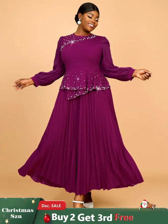 AOMEIDRESS Wedding Guest Dresses for Big Tummy Chiffon Pleated S / Purple