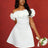 AOMEIDRESS Wedding Guest Mini A Line Dresses Off Shoulder 3D floral White / S