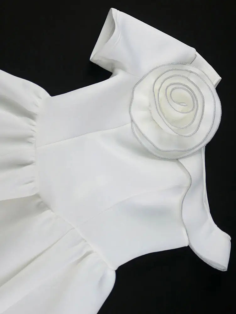 AOMEIDRESS Wedding Guest Mini A Line Dresses One Shoulder 3D floral