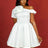 AOMEIDRESS Wedding Guest Mini A Line Dresses One Shoulder 3D floral White / S