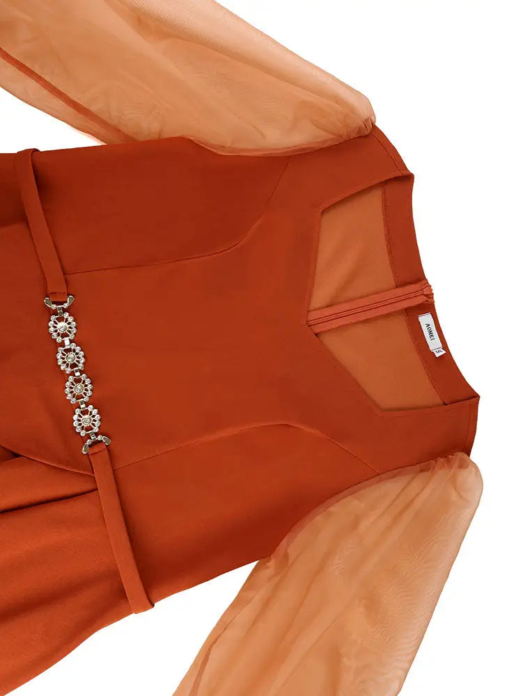 AOMEIDRESS Wedding Guest Package Hip Dress Peplum Belt Church Outfit