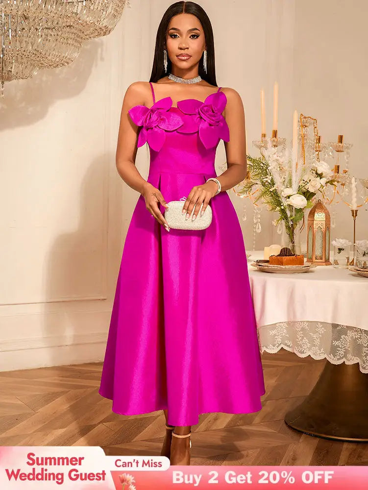 AOMEIDRESS Wedding Guests Dresses Evening Luxury Dress 2025 Appliques Rose / S