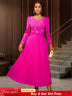AOMEIDRESS Wedding Guests Dresses Long Sleeve Pleated Beading Outfits Pink / S