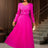 AOMEIDRESS Wedding Guests Dresses Long Sleeve Pleated Beading Outfits Pink / S