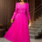AOMEIDRESS Wedding Guests Dresses Long Sleeve Pleated Beading Outfits Pink / S