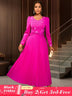 AOMEIDRESS Wedding Guests Dresses Long Sleeve Pleated Beading Outfits Pink / S