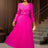AOMEIDRESS Wedding Guests Dresses Long Sleeve Pleated Beading Outfits Pink / S