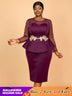AOMEIDRESS Wedding Party Outfits Church Patchwork Pencil Dress Woman Purple / S