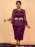 AOMEIDRESS Wedding Party Outfits Church Patchwork Pencil Dress Woman Purple / S