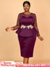 AOMEIDRESS Wedding Party Outfits Church Patchwork Pencil Dress Woman Purple / S