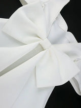 AOMEIDRESS Wedding Short White Dress Backless Bow A Line Mini Dress