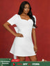 AOMEIDRESS Wedding Short White Dress Backless Bow A Line Mini Dress White / S