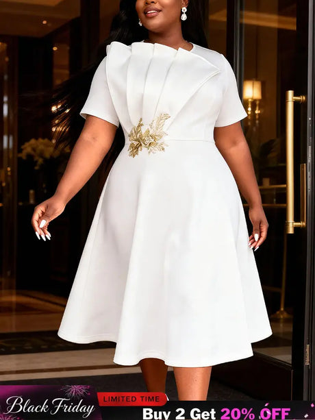 AOMEIDRESS White A Line Dress Ruffles Appliques Church Party Gowns