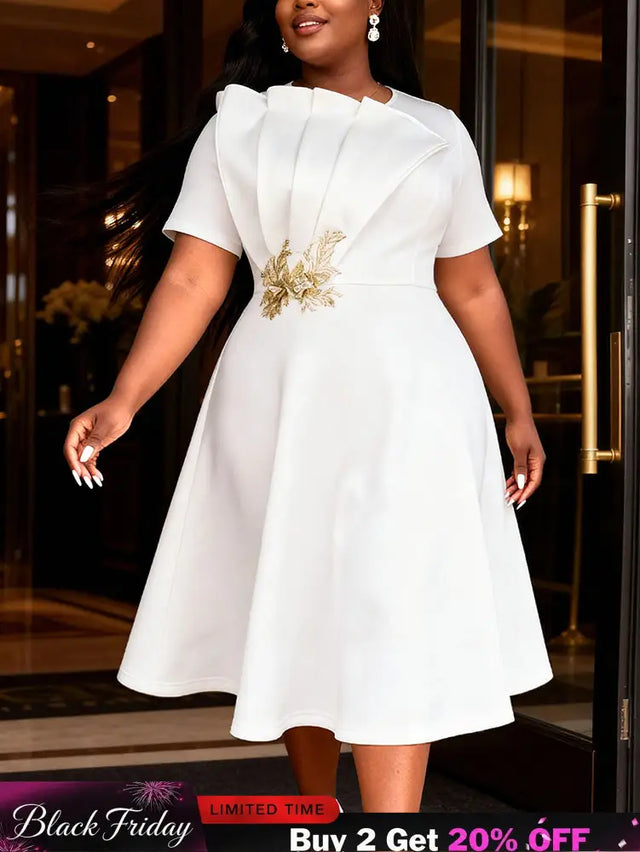 AOMEIDRESS White A Line Dress Ruffles Appliques Church Party Gowns