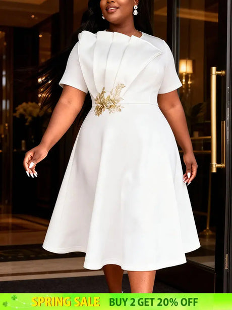 AOMEIDRESS White A Line Dress Ruffles Appliques Church Party Gowns