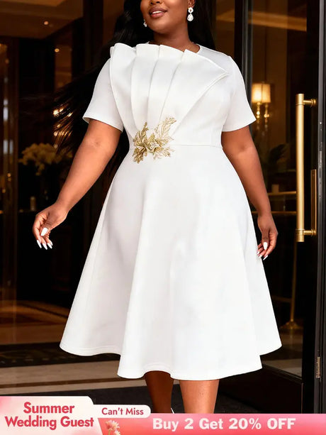 AOMEIDRESS White A Line Dress Ruffles Appliques Church Party Gowns
