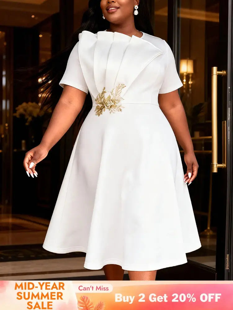 AOMEIDRESS White A Line Dress Ruffles Appliques Church Party Gowns